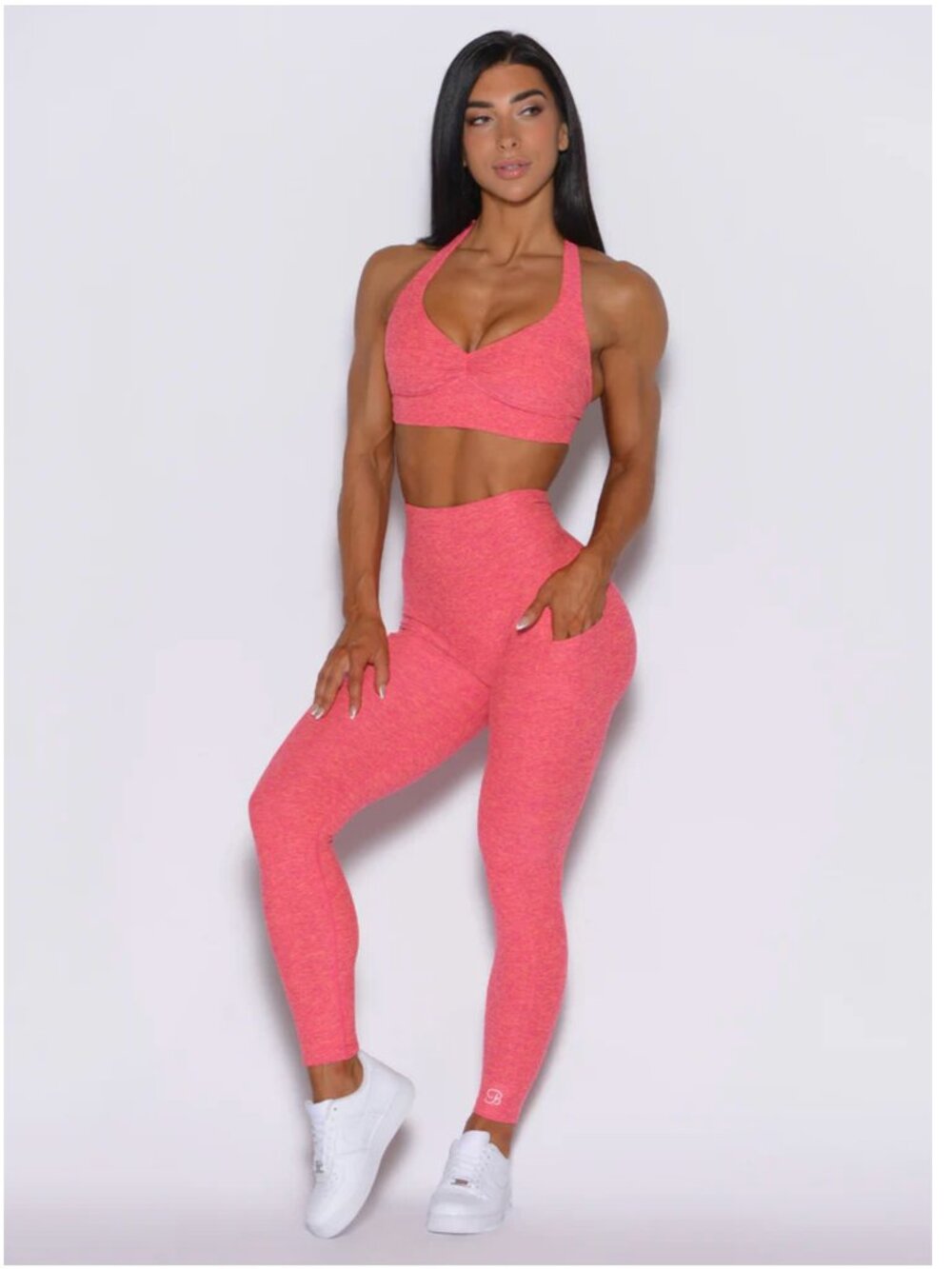 Bombshell Sportswear V Back Leggings & Backless Bra | Size: S | Neon Tangerine
